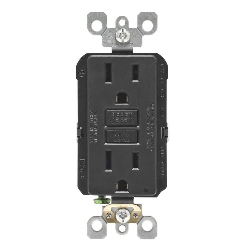 Receptáculo Leviton R04-GFNT1-0KE de 2 salidas para interiores y exteriores negro