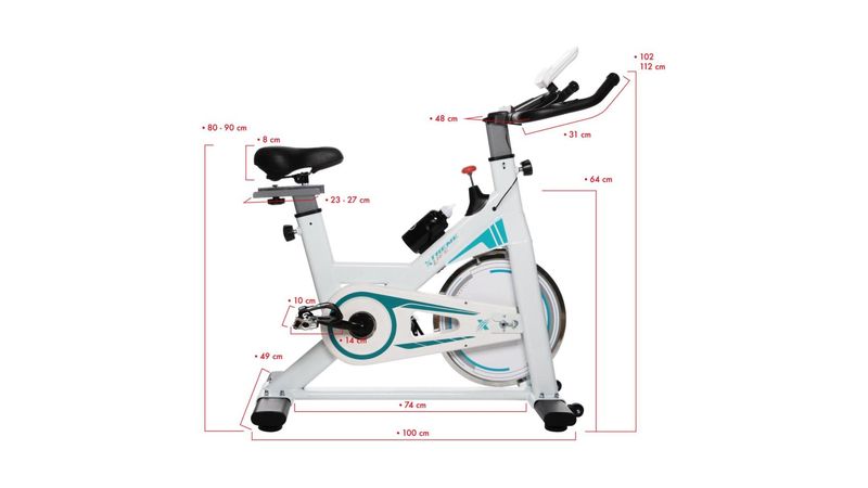 Eleva bicicleta spinning estática profesional - porta Tablet- Bluetooth -  Ajustable - con resistencia (Blanco/Blanco) : : Deportes y  Aire Libre
