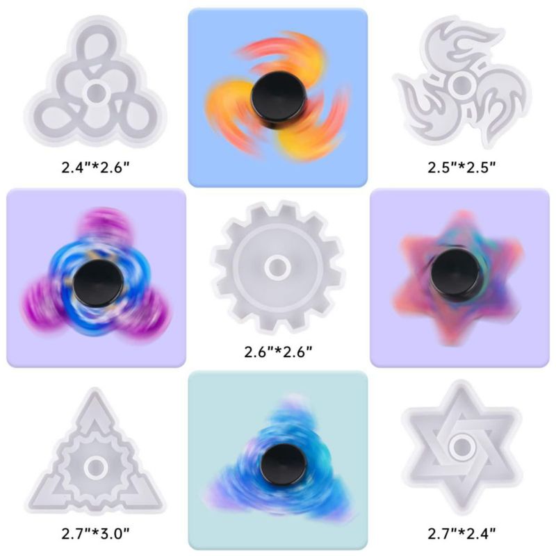 Kit de Moldes de Silicona NiArt para Fidget Spinner – 5 Moldes + 10 Rodamientos
