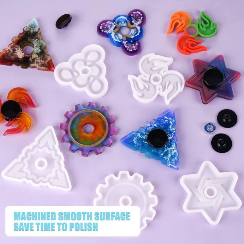 Kit de Moldes de Silicona NiArt para Fidget Spinner – 5 Moldes + 10 Rodamientos