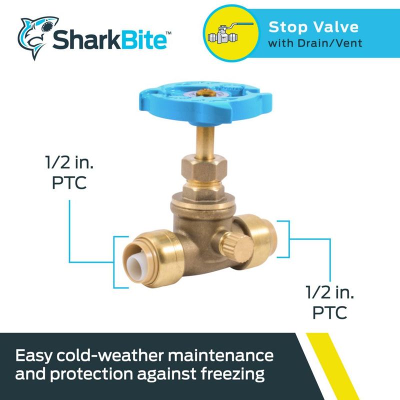 Válvula de cierre de ventilación de latón Valve SharkBite 24634LF de 1/2 pulgada