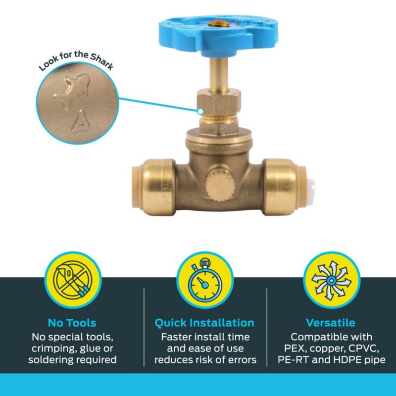 Válvula de cierre de ventilación de latón Valve SharkBite 24634LF de 1/2 pulgada