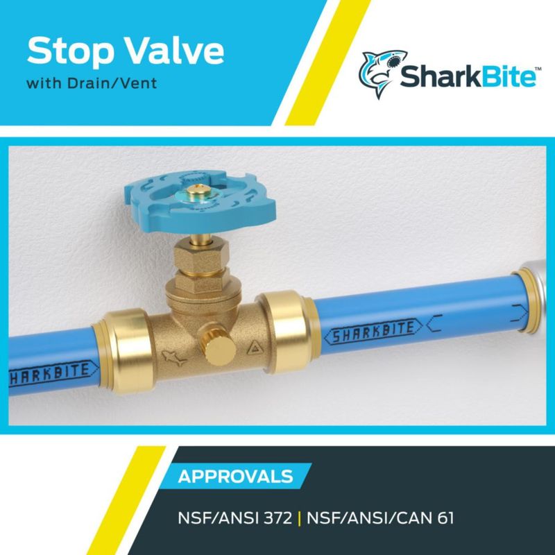 Válvula de cierre de ventilación de latón Valve SharkBite 24634LF de 1/2 pulgada