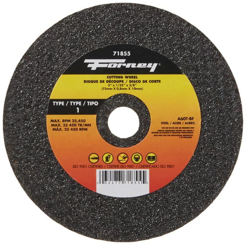 Disco de corte Forney de 3 pulgadas x 08 mm x 10 mm