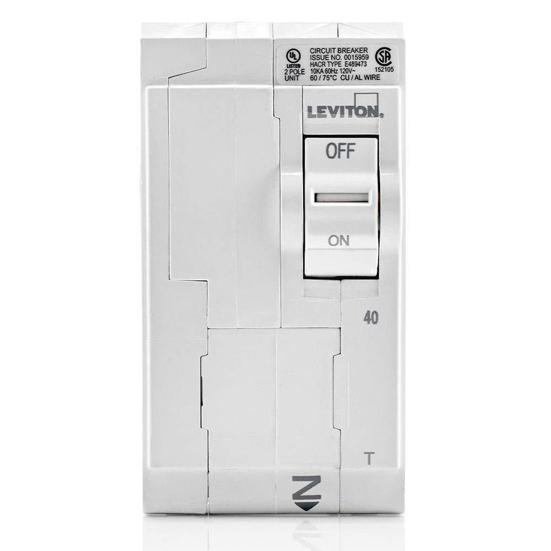 Interruptor automático Leviton 40A 2 polos 120/240V blanco (plug‑on)