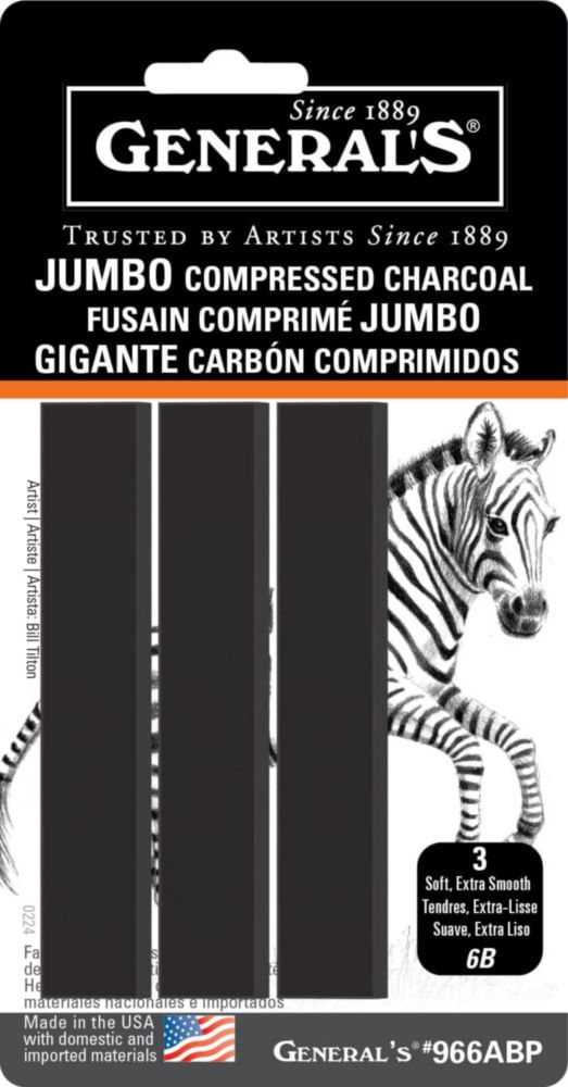 Barras de carbón General 6B paquete de 3 negro