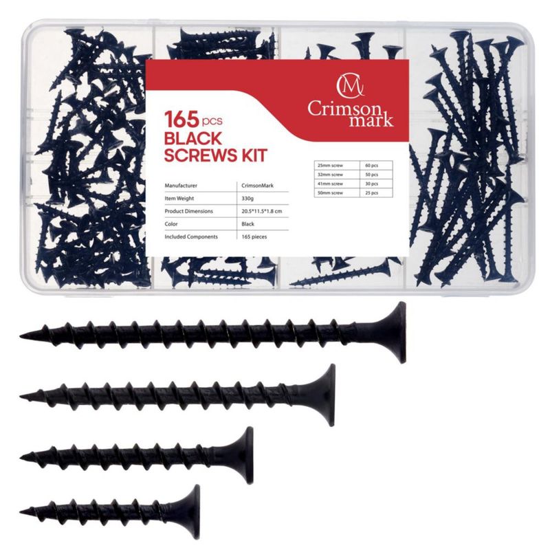 Tornillos para paneles de yeso CrimsonMark 165 uds negro 25-50 mm