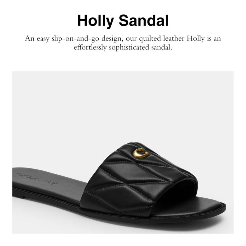 Sandalia Coach Holly de Cuero Acolchado con Tacón de 06 cm