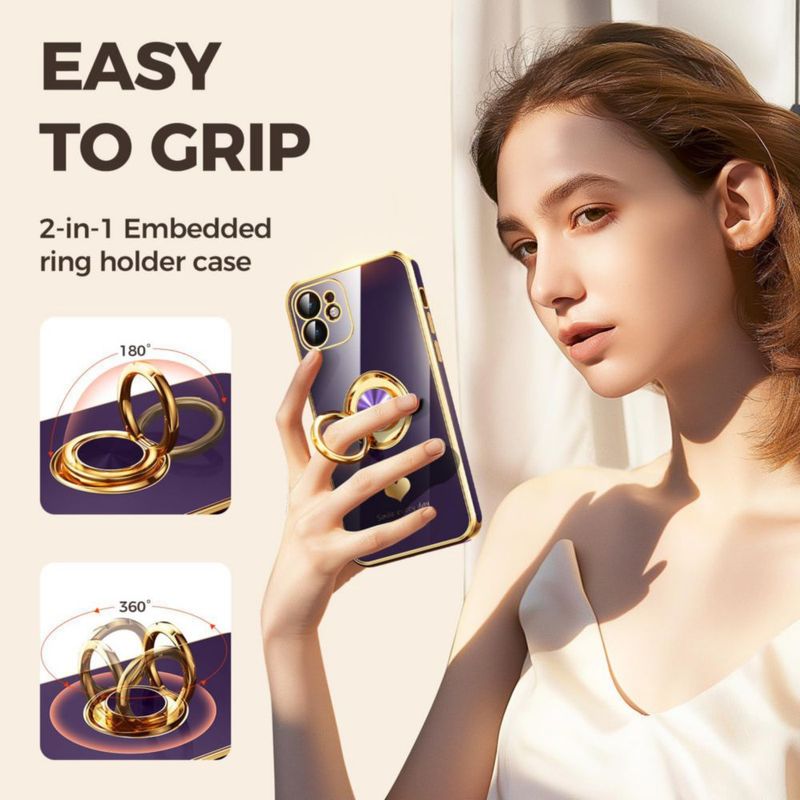Funda Nonional para iPhone 11 púrpura con soporte de anillo giratorio