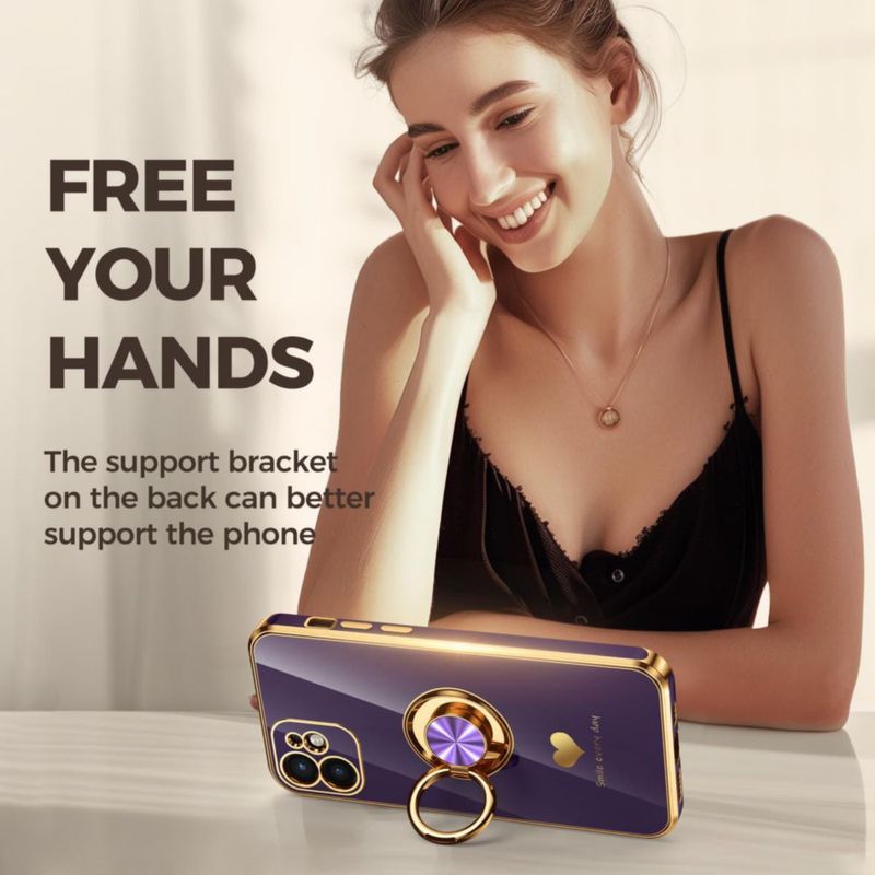 Funda Nonional para iPhone 11 púrpura con soporte de anillo giratorio