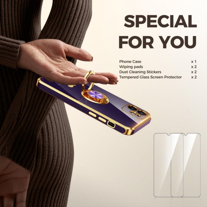 Funda Nonional para iPhone 11 púrpura con soporte de anillo giratorio