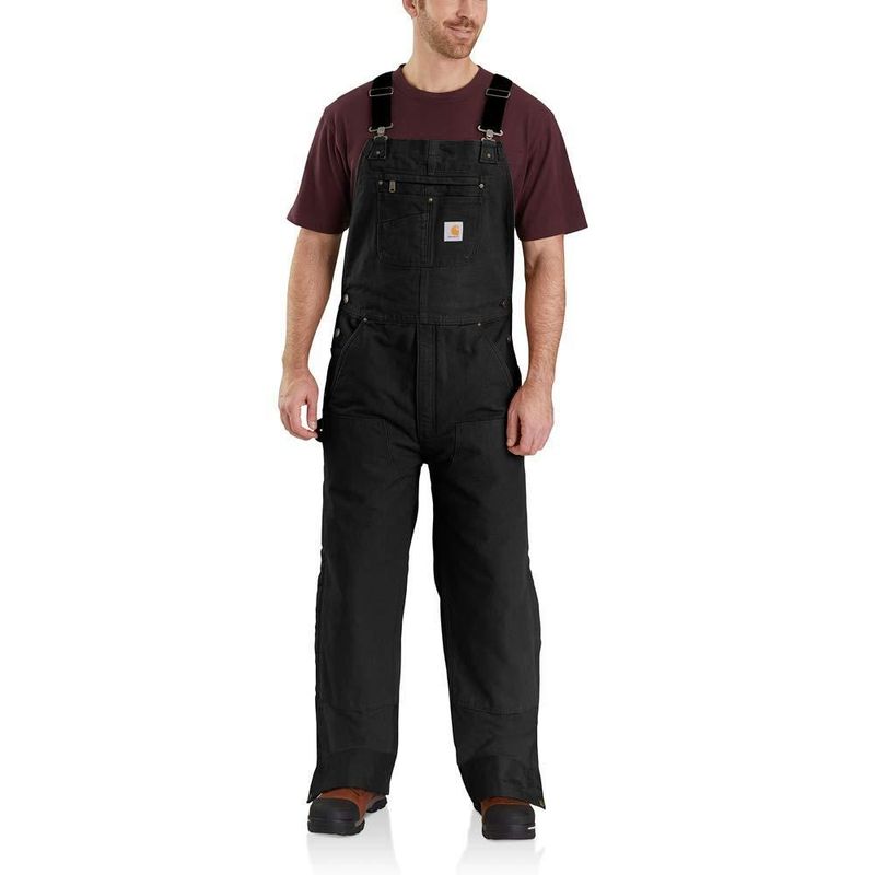 Overol Carhartt Large Tall negro con aislamiento de tela duck