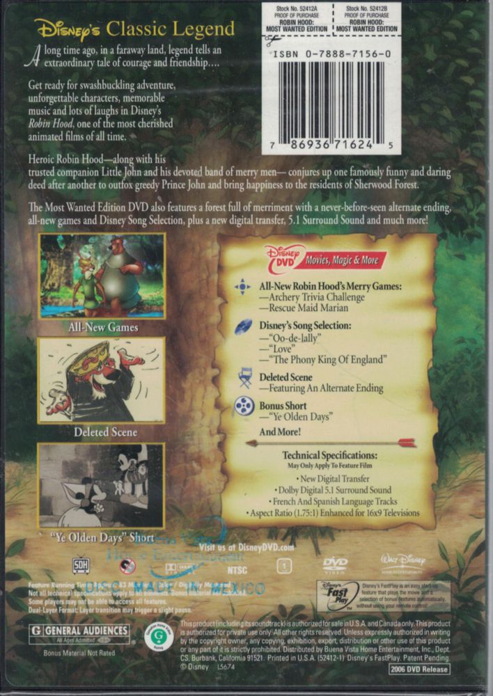 Película Disney Robin Hood (Edición Más Deseada)