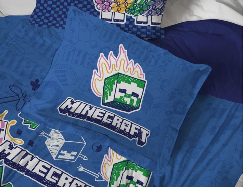 Juego de ropa de cama Jay Franco Minecraft completo de 7 piezas – color azul