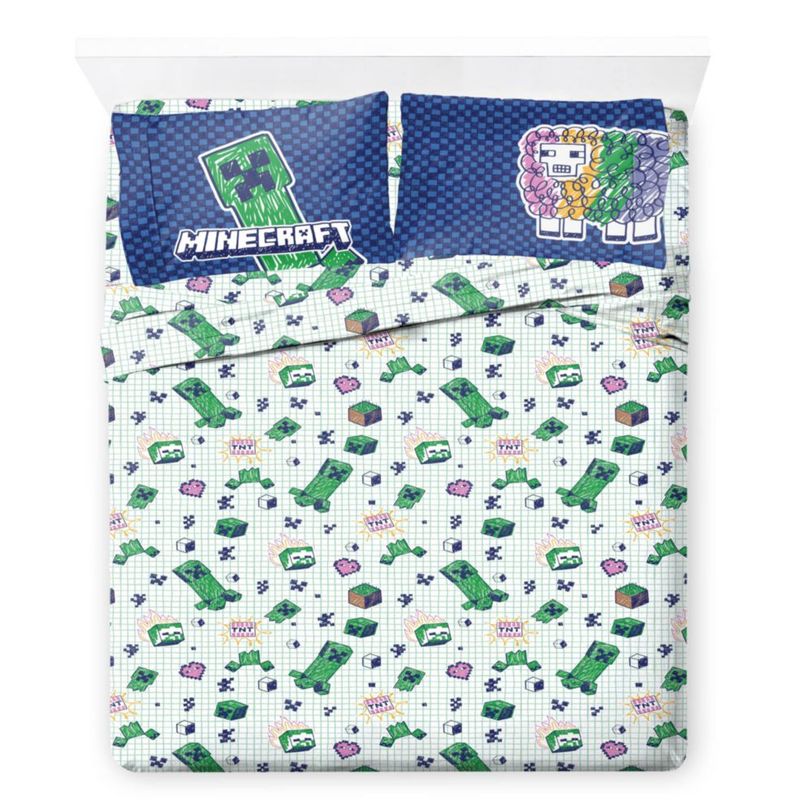 Juego de ropa de cama Jay Franco Minecraft completo de 7 piezas – color azul