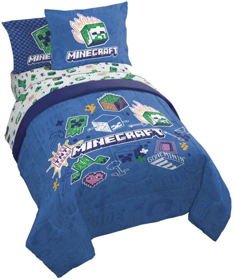 Juego de ropa de cama Jay Franco Minecraft completo de 7 piezas – color azul