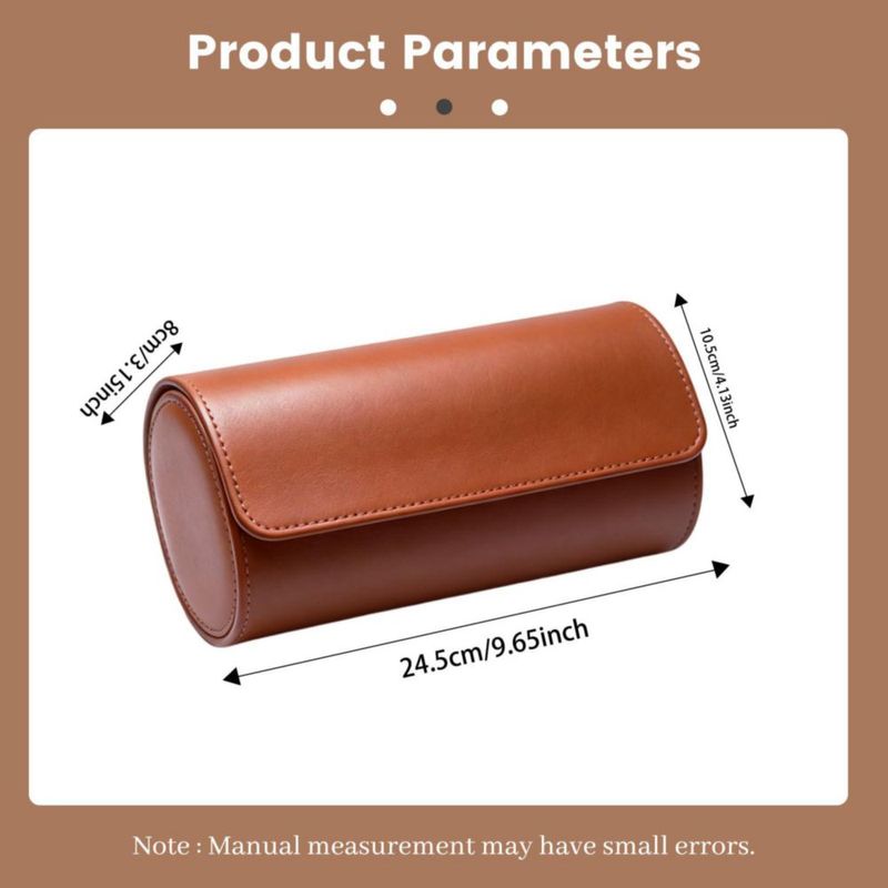 Estuche enrollable de cuero para relojes – 23 × 7 × 10 cm – Genérico