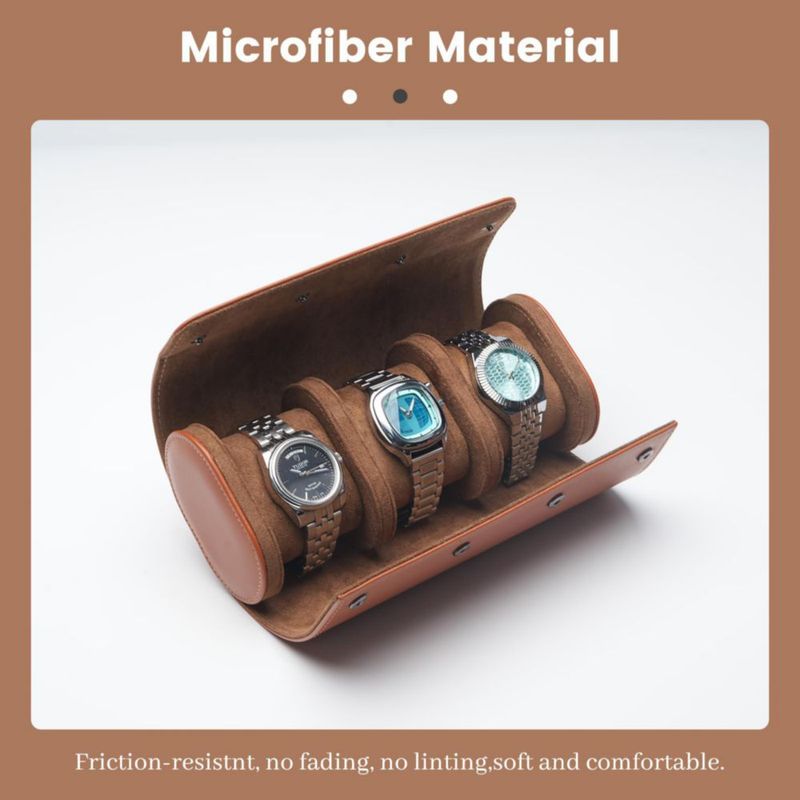Estuche enrollable de cuero para relojes – 23 × 7 × 10 cm – Genérico