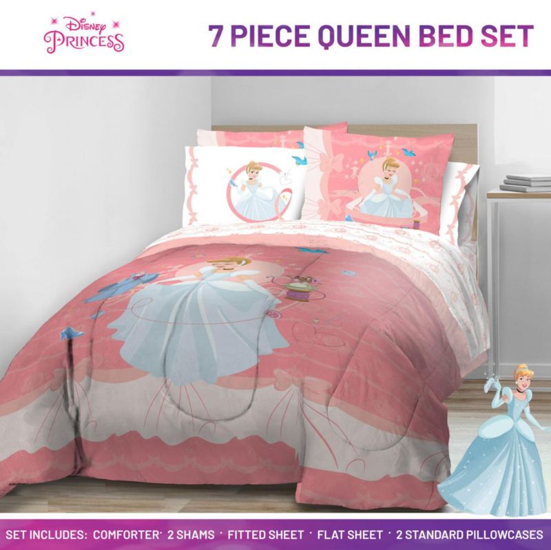 Juego de cama Jay Franco Queen 7 piezas rosa Cenicienta de Disney