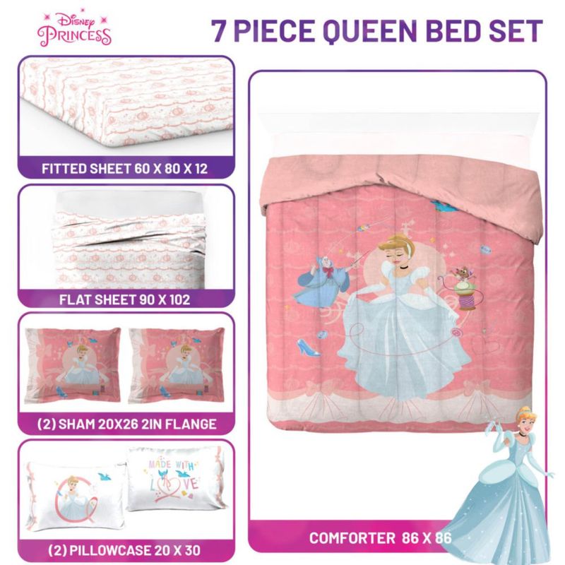 Juego de cama Jay Franco Queen 7 piezas rosa Cenicienta de Disney