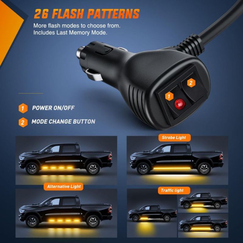 Luces LED Nilight 178 cm Ámbar 2 piezas para camión