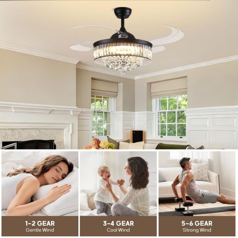 Ventilador de techo MOOONICHE 122 cm con luz retráctil y control remoto
