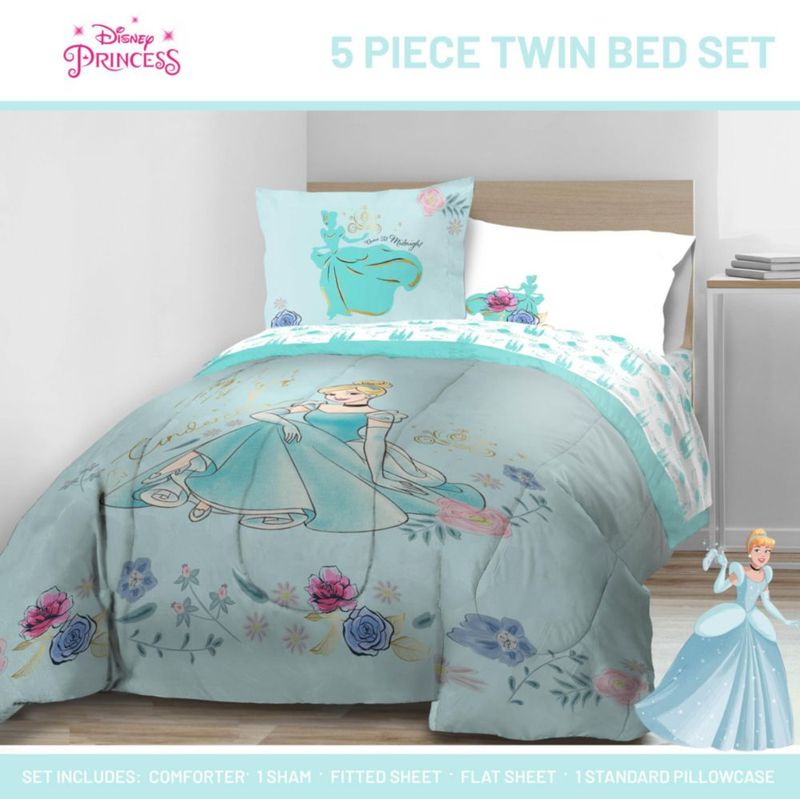 Juego de Cama Jay Franco Twin 5 Piezas Azul Cenicienta