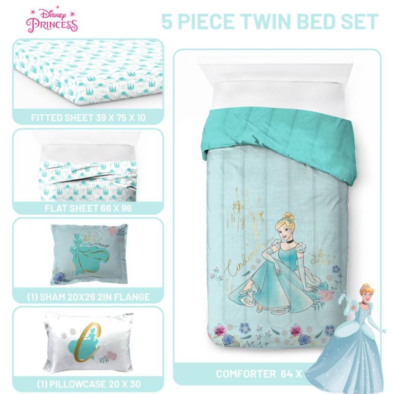 Juego de Cama Jay Franco Twin 5 Piezas Azul Cenicienta