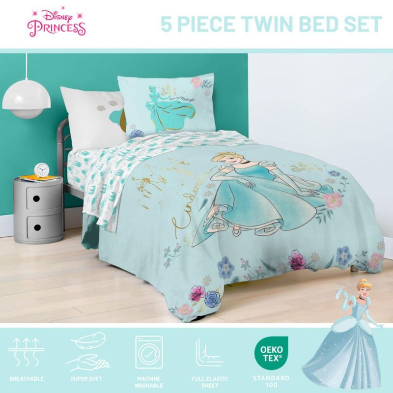 Juego de Cama Jay Franco Twin 5 Piezas Azul Cenicienta