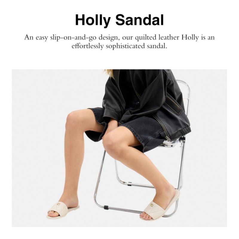 Sandalia Coach Holly de Cuero Acolchado con Tacón de 1/4 pulgada