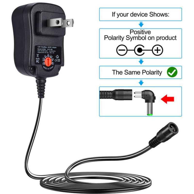Adaptador de corriente SoulBay 12W 3-12V con 8 puntas universal