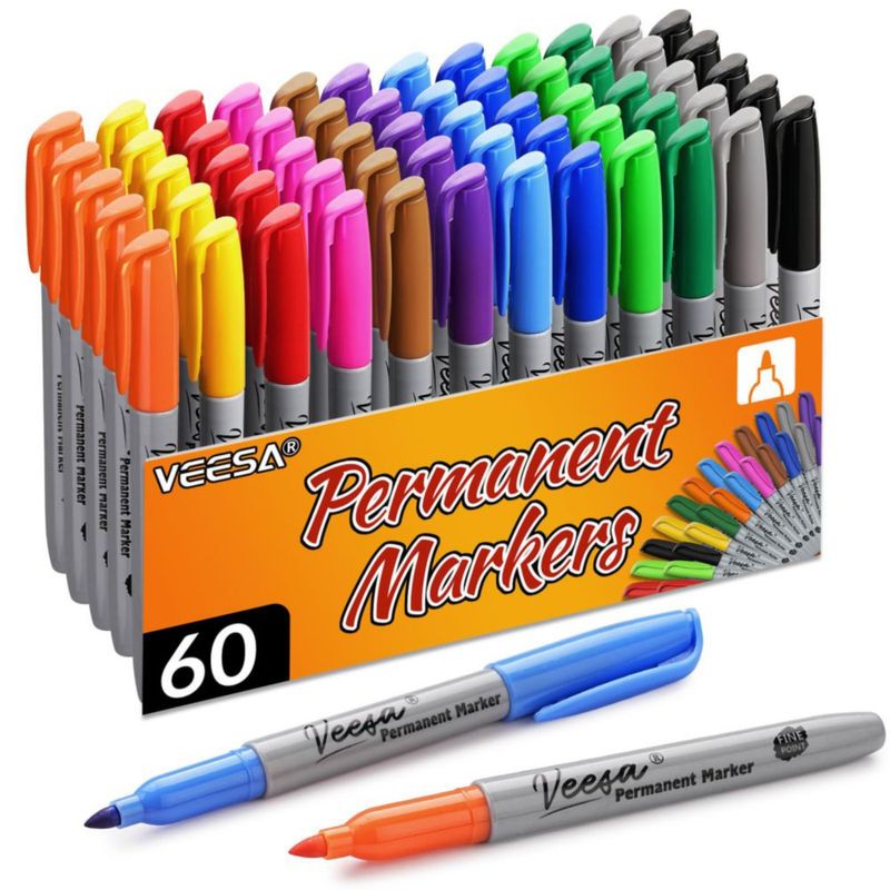 Marcadores permanentes VEESA 60 unidades - 12 colores punta fina