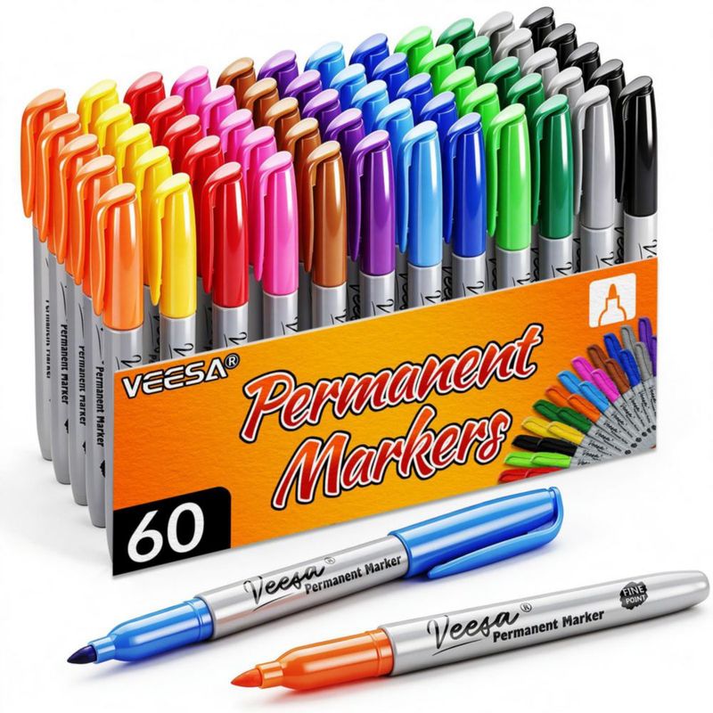 Marcadores permanentes VEESA 60 unidades - 12 colores punta fina