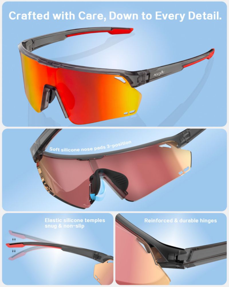 AGEYOU Gafas de sol polarizadas deportivas para hombre y mujer