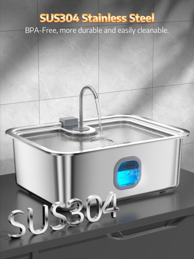 Fuente de Agua para Perros MAILOFY 16L Acero Inoxidable con Filtro de 4 Capas