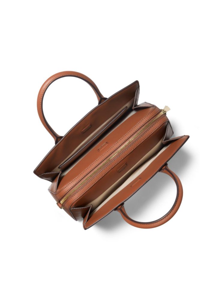 Bolso Satchel Michael Kors Laila Mediano Estilo Equipaje en Tono Dorado