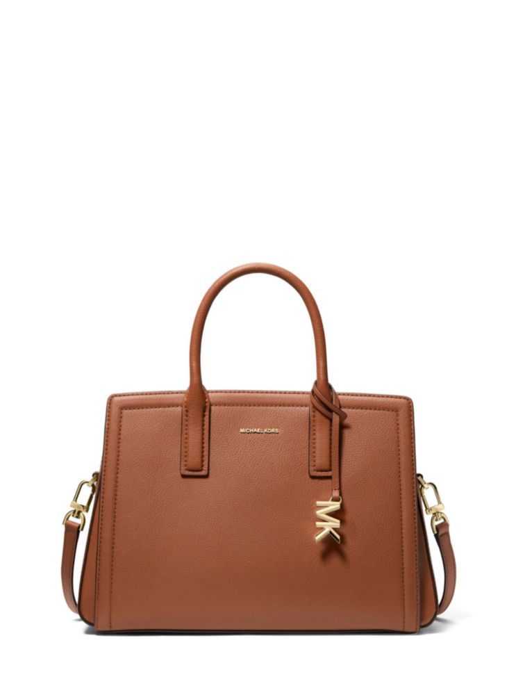 Bolso Satchel Michael Kors Laila Mediano Estilo Equipaje en Tono Dorado