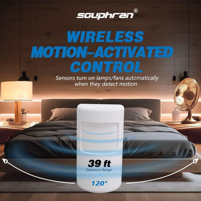 Detector de movimiento inalámbrico SOUPHRAN alcance RF de 130 pies (40 m)