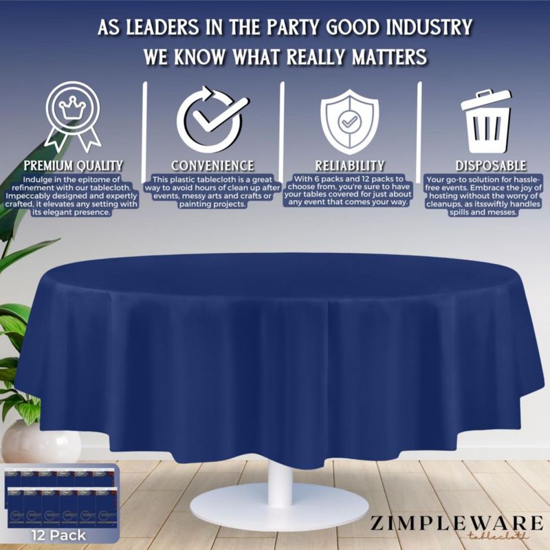 Mantel de mesa redondo ZIMPLEWARE 213 cm paquete de 12 azul marino