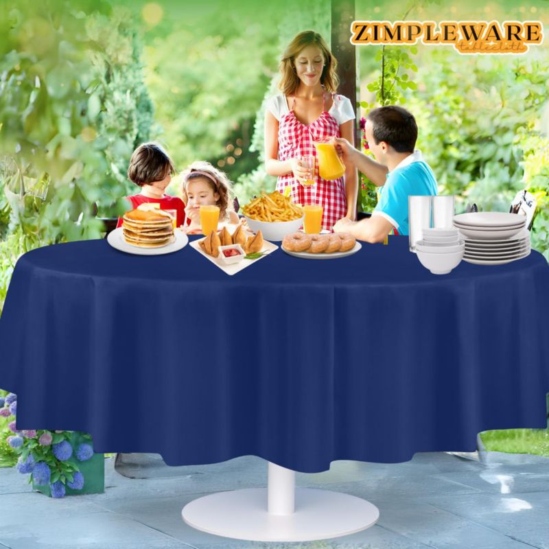 Mantel de mesa redondo ZIMPLEWARE 213 cm paquete de 12 azul marino