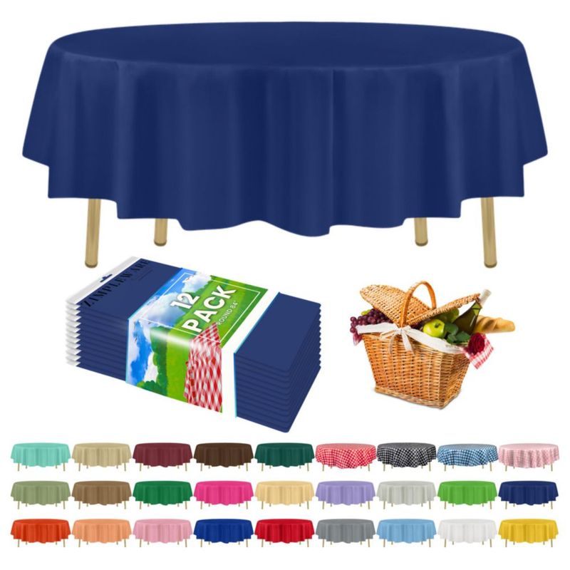 Mantel de mesa redondo ZIMPLEWARE 213 cm paquete de 12 azul marino