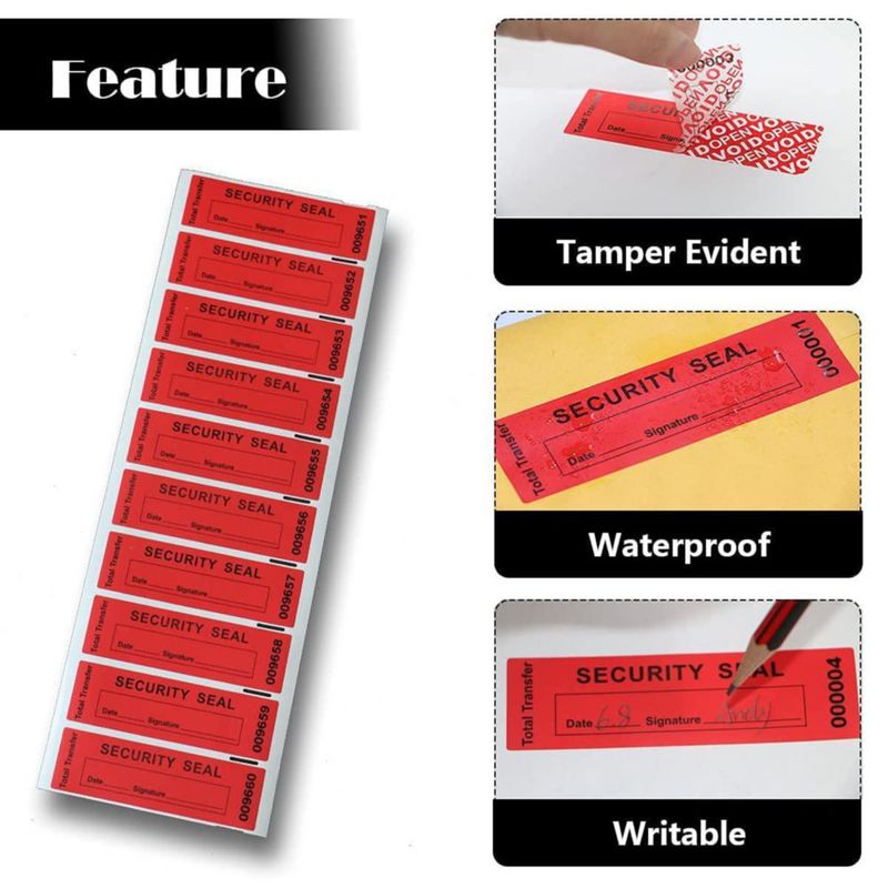 Sellos de seguridad a prueba de manipulaciones ILMBVM 2.5x8.5 cm Rojo 120 unidades