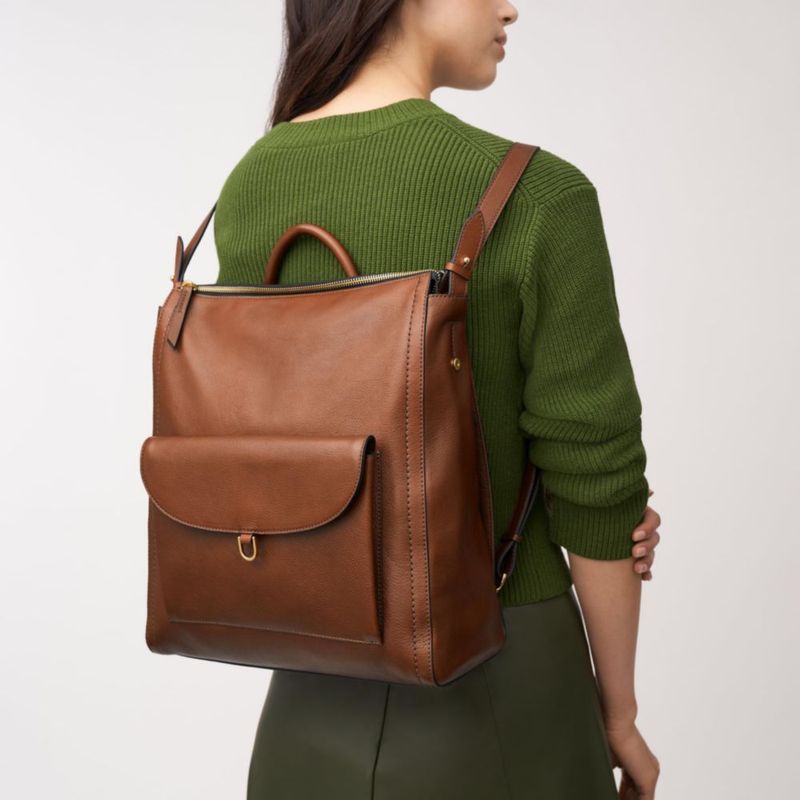 Mochila Fossil Parker LiteHide™ Cuero Marrón