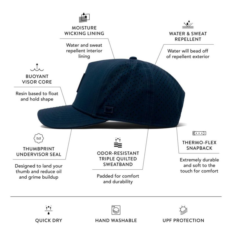 Gorra melin Odysea Stacked Hydro azul marino para hombre con cierre snapback