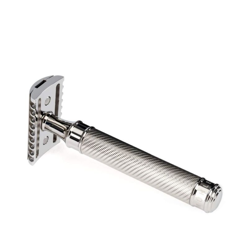 Maquinilla de Afeitar de Seguridad MÜHLE Grande de Acero Inoxidable con Peine Abierto
