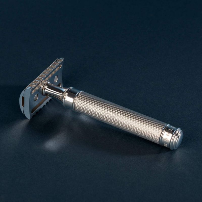Maquinilla de Afeitar de Seguridad MÜHLE Grande de Acero Inoxidable con Peine Abierto
