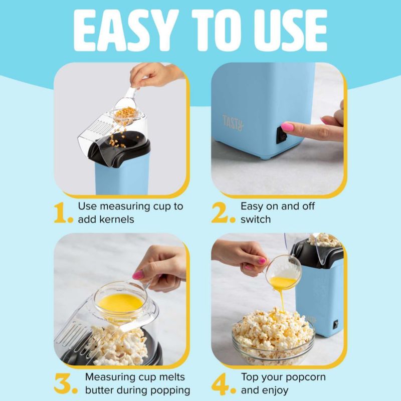 Máquina de palomitas Tasty 8 tazas azul con calentador de mantequilla
