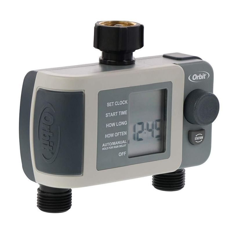 Grifo temporizador Orbit 24621 con 2 salidas color gris