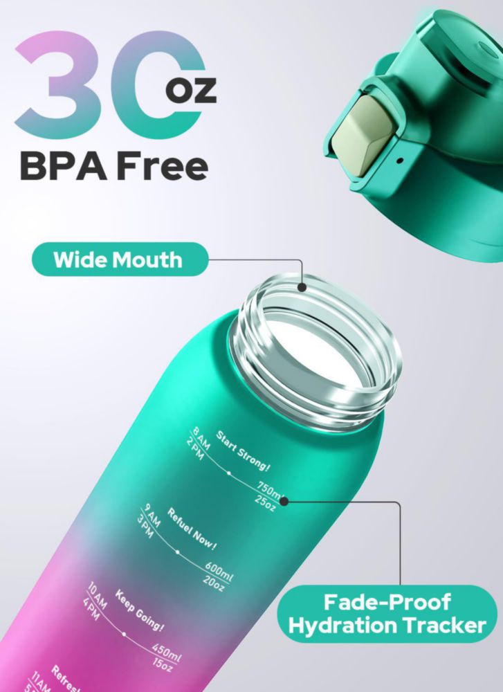 Botella Opard 850 ml Tritan a prueba de fugas con tapa abatible