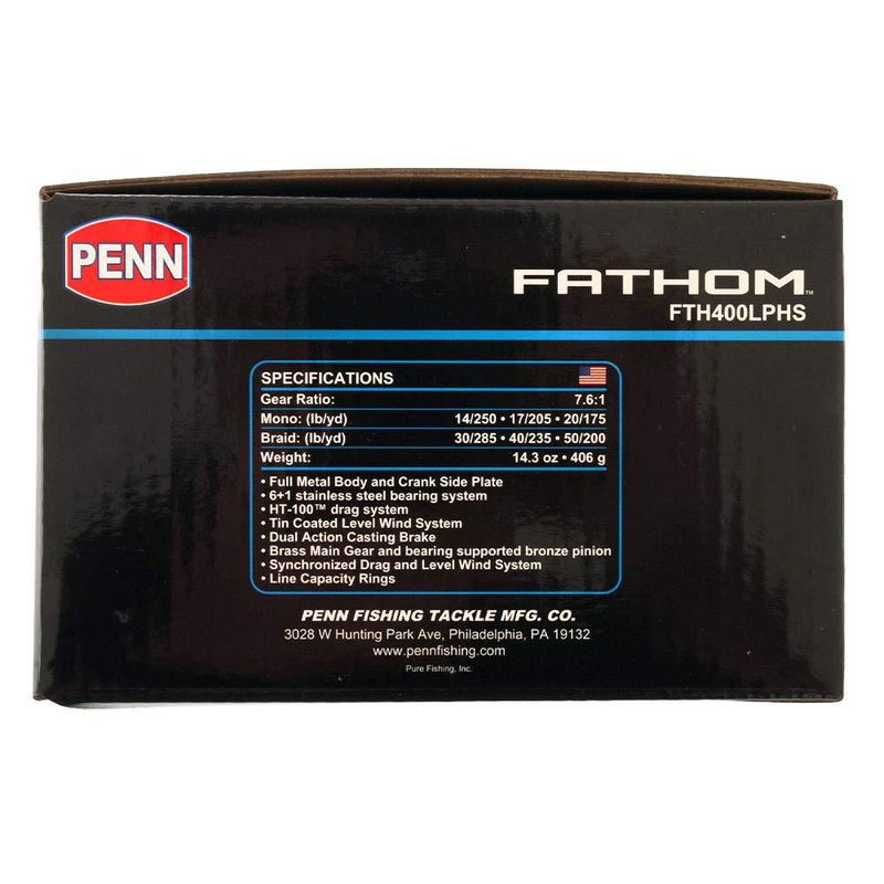 Carrete de pesca PENN Fathom Negro y Dorado 397 g